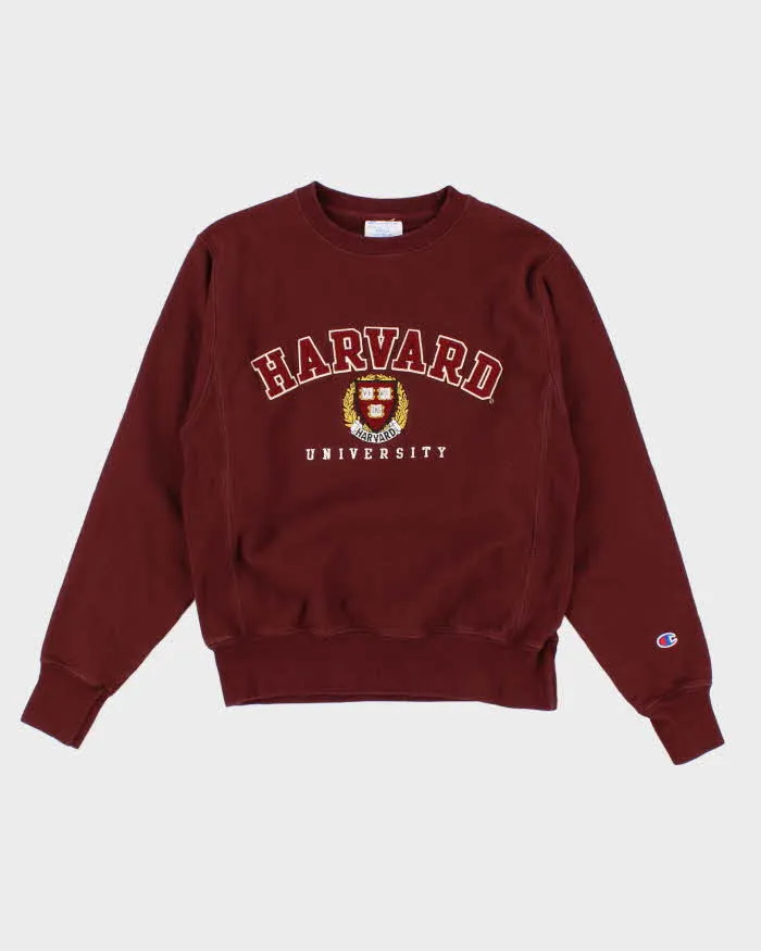 Womens Burgundy Champion Harvard Embroidered Sweatshirt - S